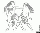 Gêmeos ou Gémeos. Os gêmeos. Terceiro signo do zodíaco. Nome latino Gemini