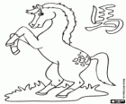 O cavalo, o signo do Cavalo, Ano do Cavalo na astrologia chinesa. O sétimo animal do zodíaco chinês