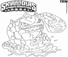 Skylander Eruptor, uma criatura atira bolas de fogo e chamas. Skylanders Fogo