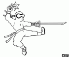 Combate Ninja com a katana ea estrela ninja