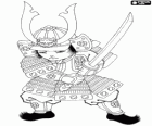 Guerreiro Samurai com a armadura clássica no Japão Feudal