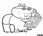 Porco Pai lendo o jornal. O pai de Peppa Pig