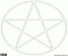 Pentáculo, um pentagrama dentro de um círculo. O símbolo da religião Wicca, uma estrela de cinco pontas