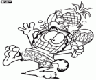 Garfield desfrutando de umas férias tropicais