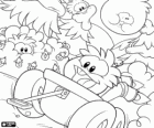 Puffles brincando com um carrinho, Club Penguin