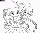 Sailor Moon e Diana o gatinho