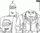Gru e seus asseclas minions ou minimos nos controles da nave espacial