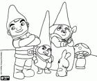 Gnomeo, Benny, Lady Azulejo e Shroom. Personagens de Gnomeu e Julieta