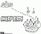 Pássaros, ovos e porcos verdes em Angry Birds