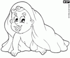 O mais novo da família, o bebê engatinhando com uma toalha