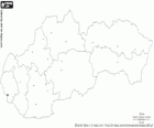 Mapa da Eslováquia ou República Eslovaca. País que faz fronteira com a Polônia, Ucrânia, Hungria, Áustria e República Checa