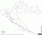 Mapa da República da Croácia. País costeiro do mar Adriático com fronteiras com a Eslovénia, Hungria, Sérvia, Bósnia e Herzegovina, Montenegro
