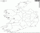 Mapa da República da Irlanda. País que ocupa a ilha da Irlanda, também com a Irlanda do Norte no Oceano Atlântico