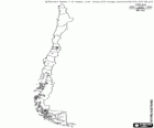 Mapa da República do Chile. Capital: Santiago. País da América do Sul com costas no Oceano Pacífico