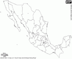 Mapa do México, Estados Unidos Mexicanos. Capital: Cidade do México. País localizado no sul da América do Norte com zonas costeiras para o Golfo do México, mar do Caribe e o Oceano Pacífico