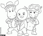 Tyrone, Pablo e Uniqua, três dos Backyardigans em uma de suas aventuras