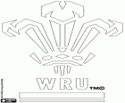 Logo da equipe de rugby de Gales, os dragões vermelhos. Emblema, as penas do Príncipe de Gales