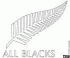 Logo da equipe de rugby da Nova Zelândia, All Blacks. Emblema, a samambaia de prata