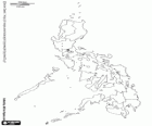 Mapa da República das Filipinas. Capital: Manila. País de 7.107 ilhas no Oceano Pacífico, no sudeste da Ásia