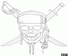 Caveira pirata com duas espadas cruzadas. Piratas do Caribe - Piratas das Caraíbas