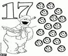 Número 17 e o monstro das bolachas Come-Come pintou dezessete cookies