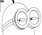 Os olhos quase fechados de um minion