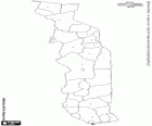 Mapa de Togo, República Togolesa. Capital: Lomé. País da África Subsaariana com costa no Golfo da Guiné