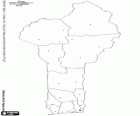 Mapa da República do Benim. Capital: Porto Novo. País da África Ocidental com costas no Golfo de Benin
