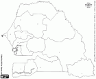 Mapa da República do Senegal. Capital: Dakar. País da África Ocidental com costa no Oceano Atlântico