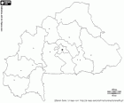 Mapa de Burkina Faso. Capital: Ouagadougou. País sem saída para o mar na África Ocidental