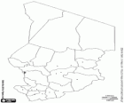 Mapa da República do Chade. Capital: N' Djamena. País da África central sem saída para o mar