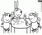 Os Amigos do Peppa Pig com lápis sobre a mesa