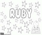 Ruby, nome de origem latina. Se trata do nome da gema, o rubi