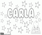 Carla, nome de origem germânica. Forma feminina de Carlos