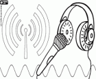 Dia Mundial da Rádio, 13 de fevereiro. Microfone, fones de ouvido, as ondas sonoras e antena