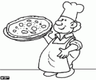 Um pizzaiolo, um chef que faz pizzas