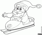 Santa em um snowmobile ou motoneve