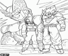 Três personagens das aventuras de Dragon Ball