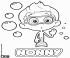 Nonny, um menino inteligente com sua máscara de mergulho. Bubble Guppies ou Lebistes Bolhas