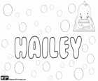 Hailey, nome de origem inglesa. Variante de Haley, Hayley e Halley