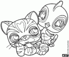 Dois animais Littlest PetShop: um filhote de tigre e um passarinho