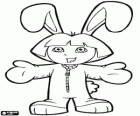Dora com uma fantasia de coelho