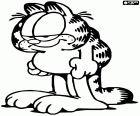 O gato Garfield com sua típica cara de sono