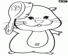 O hamster Pipsqueak, com uma escova de cabelo. Zhu Zhu Pets