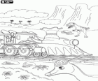 Dinotrem, o comboio dos dinossauros, o maravilhoso trem que viaja para o mundo dos dinossauros
