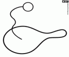 Um jogo individual que consiste em bater uma bola anexada com corda elástica a uma pequena raquete