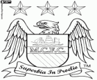 Insígnia do Manchester City FC. Clube de futebol de Manchester com o apelido de The Citizens