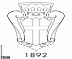 Distintivo de FC Pro Vercelli 1892. Clube de futebol de Vercelli, cidade no Piemonte