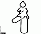 Número 1, um com a vela acesa