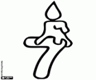 Número 7, um sete com a vela acesa